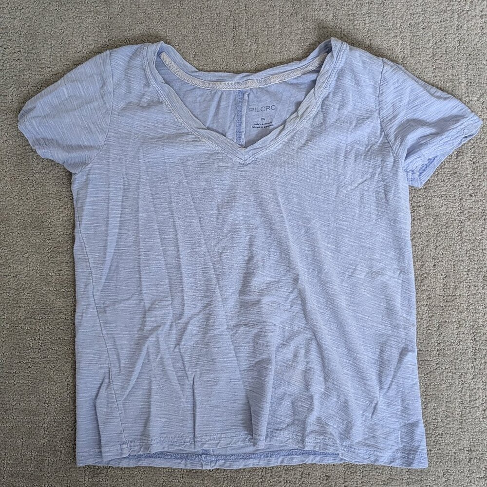 The Bennie Cotton-Slub V-Neck Short-Sleeve Tee by Pilcro